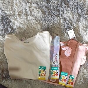 Garanimals Cream and Pink Floral Short Sleeve Tees